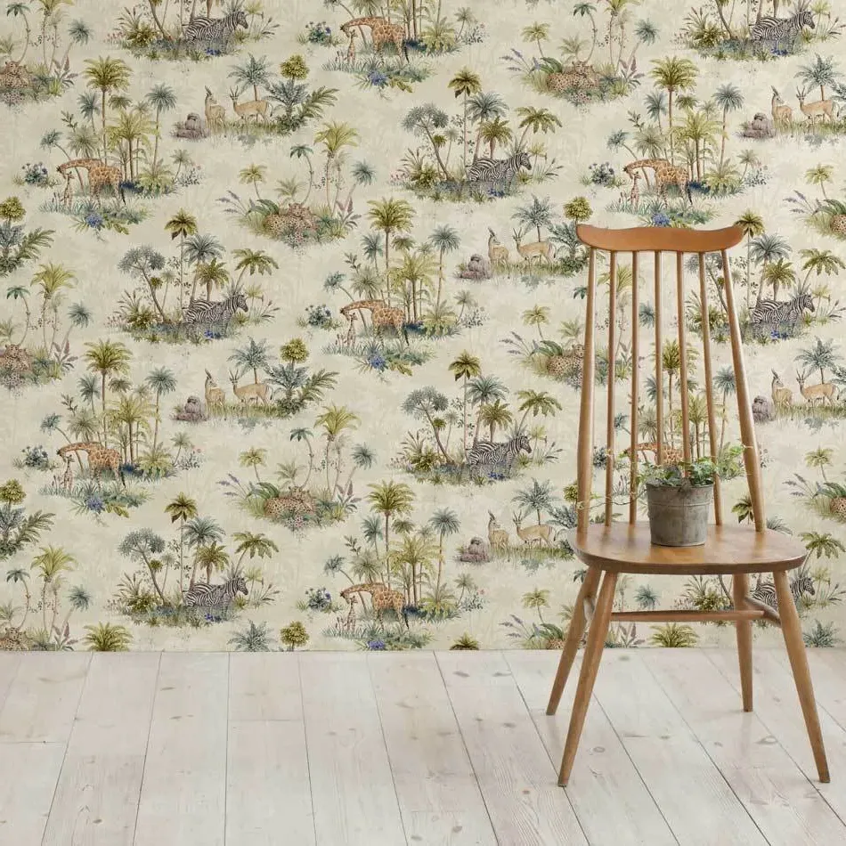 Safari Wallpaper Roll - Beige, Jungle Design image