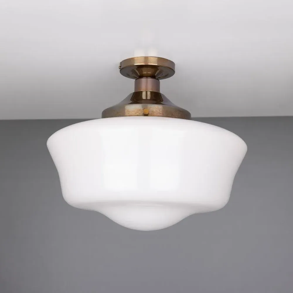 Schoolhouse Ceiling Light - Antique Brass, Glass image