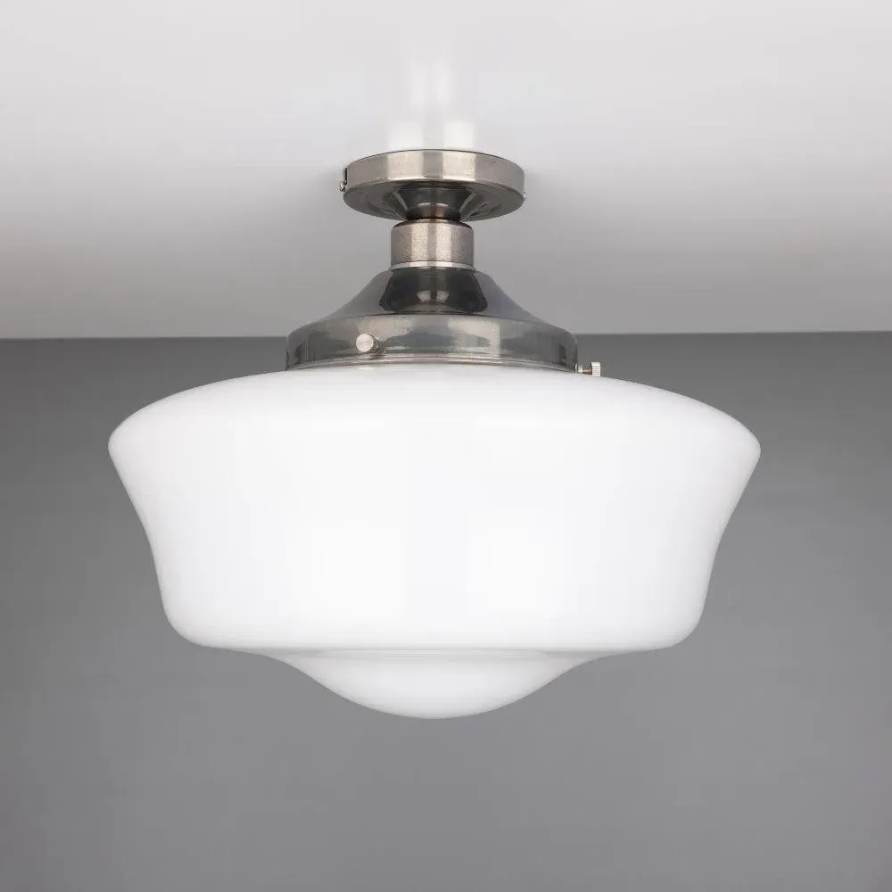 Schoolhouse Ceiling Light - Antique Silver, Glass