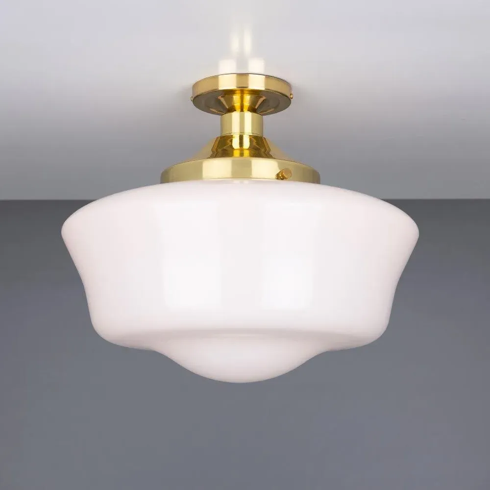 Schoolhouse Ceiling Light - Polished Brass, Glass
