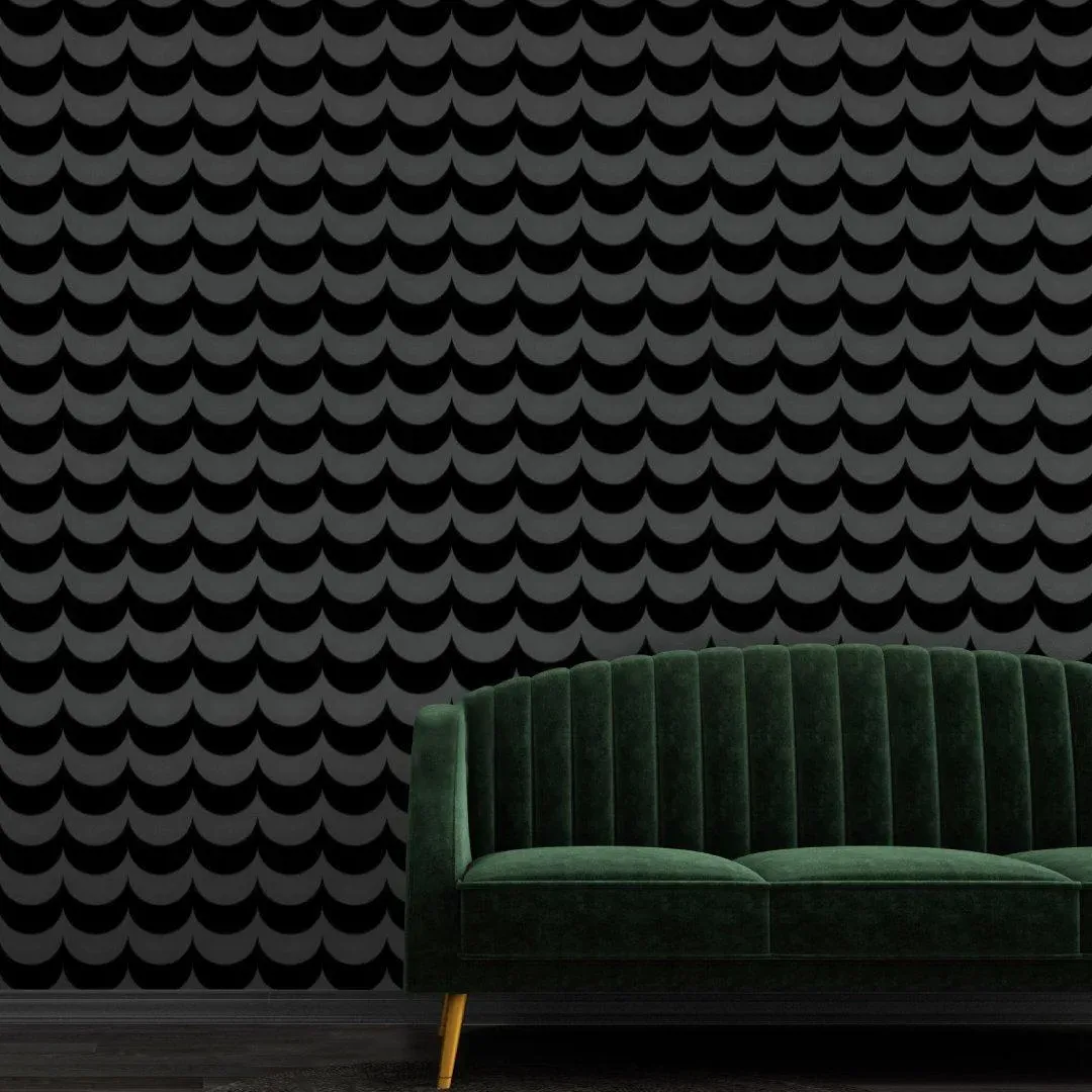 Scoop Wallpaper Roll - Black, Flock Finish