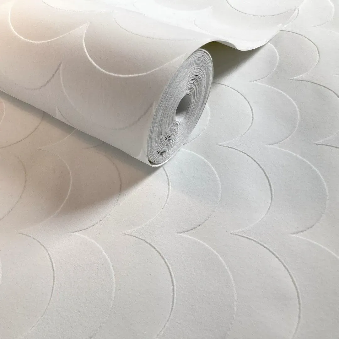 Scoop Wallpaper Roll - White, Flock Finish