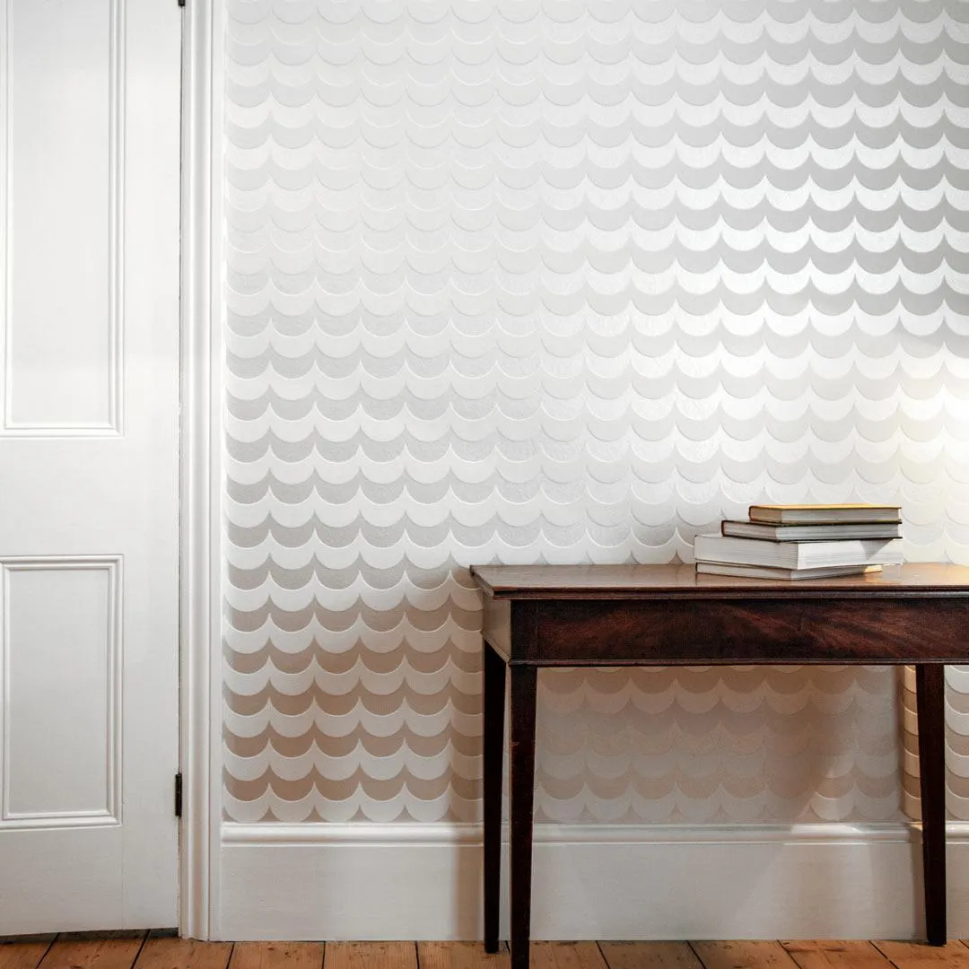 Scoop Wallpaper Roll - White, Flock Print