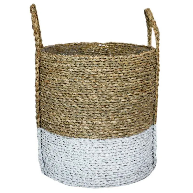 Set of 2 Storage Baskets - White, Seagrass