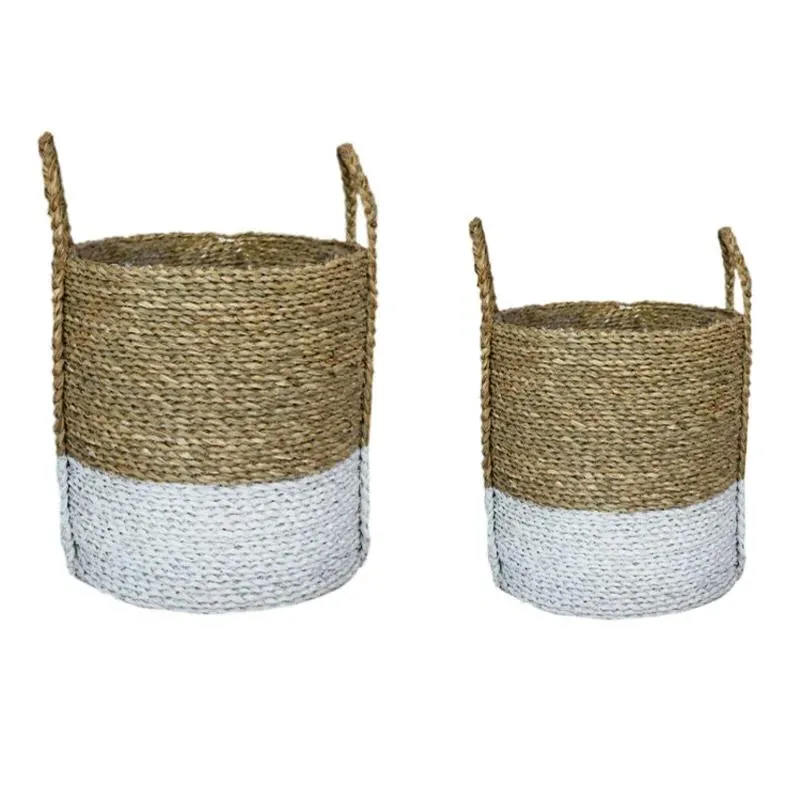 Set of 2 Storage Baskets - White, Seagrass image