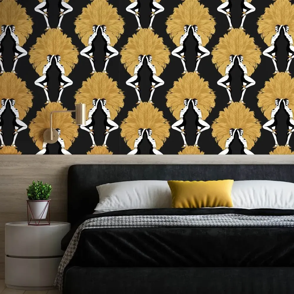 Showgirls Wallpaper Roll - Gold, Metallic