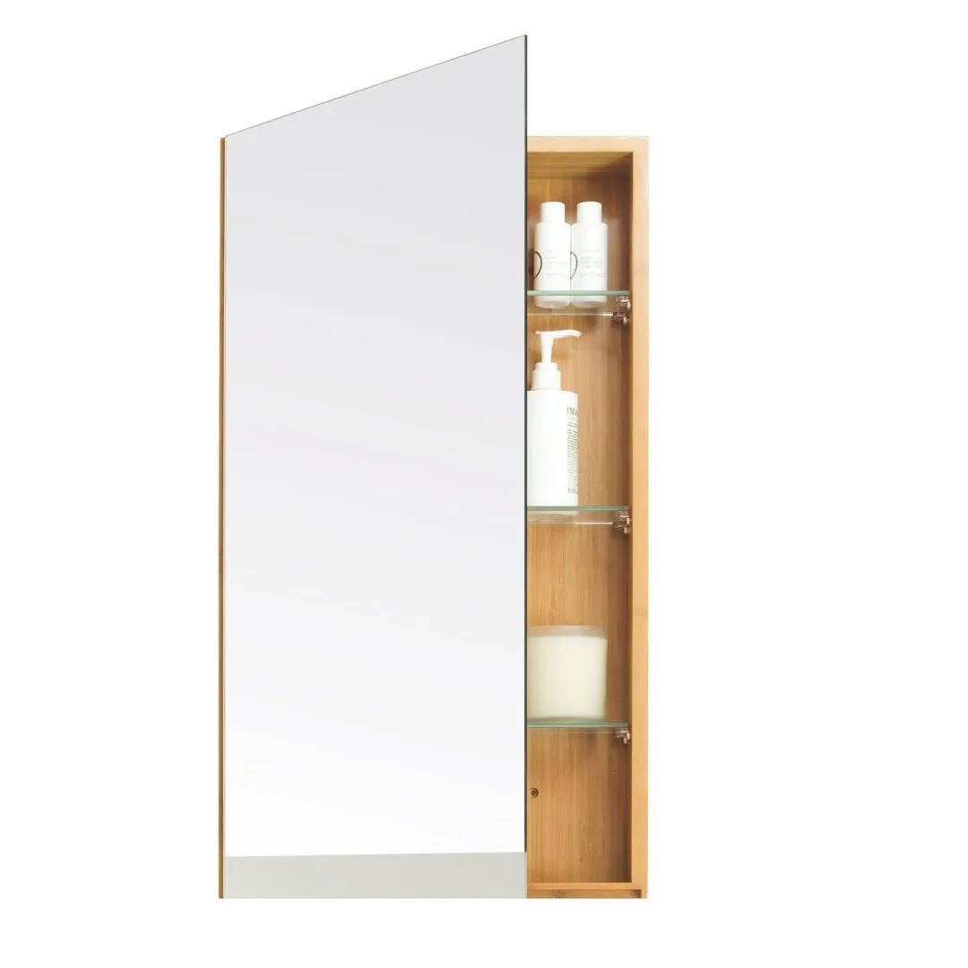 Slimline Cabinet with Mirror - Bamboo