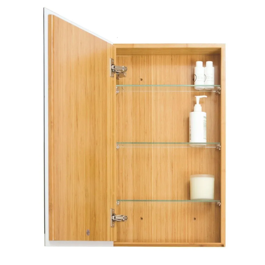 Slimline Cabinet with Mirror - Bamboo