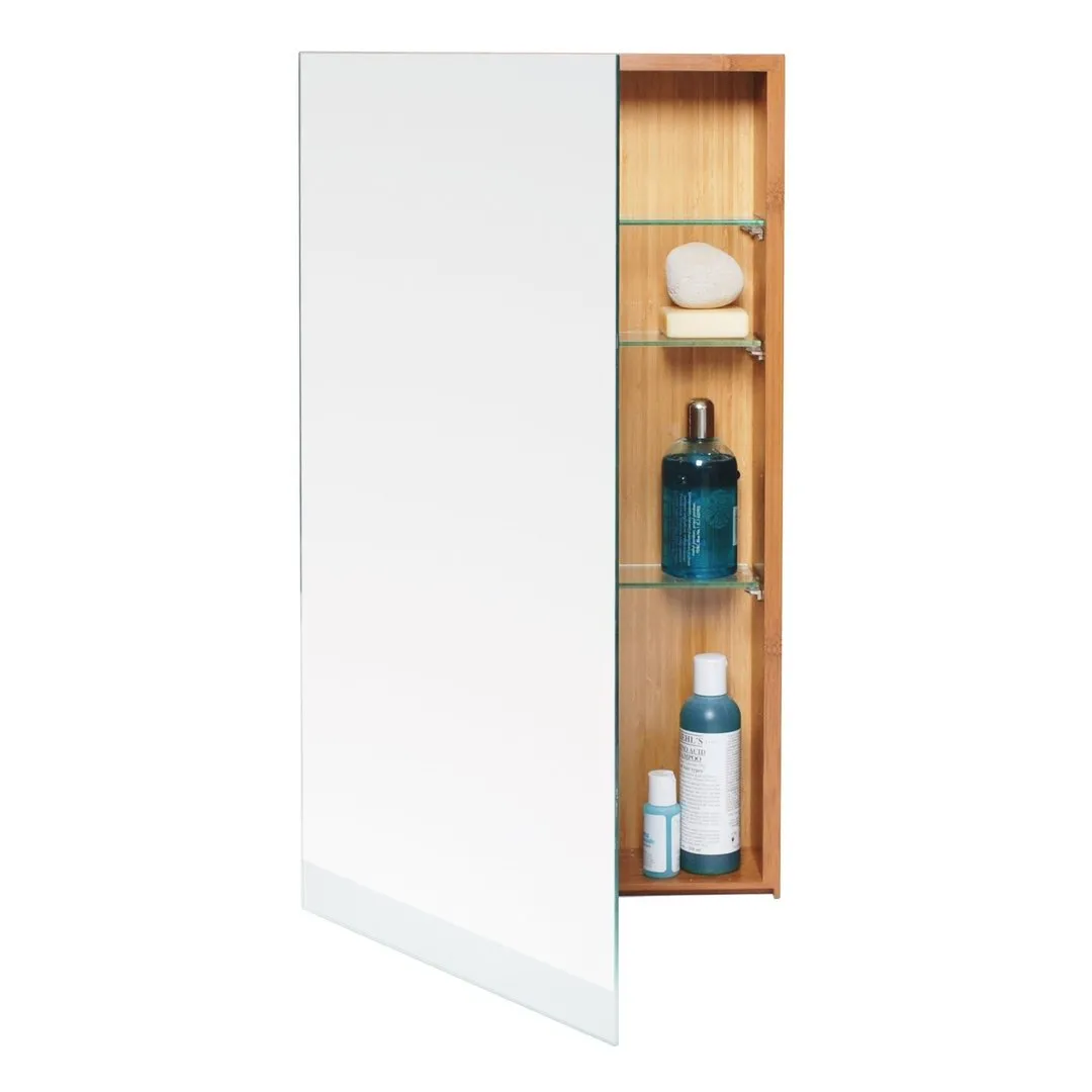Slimline Cabinet with Mirror - Bamboo image
