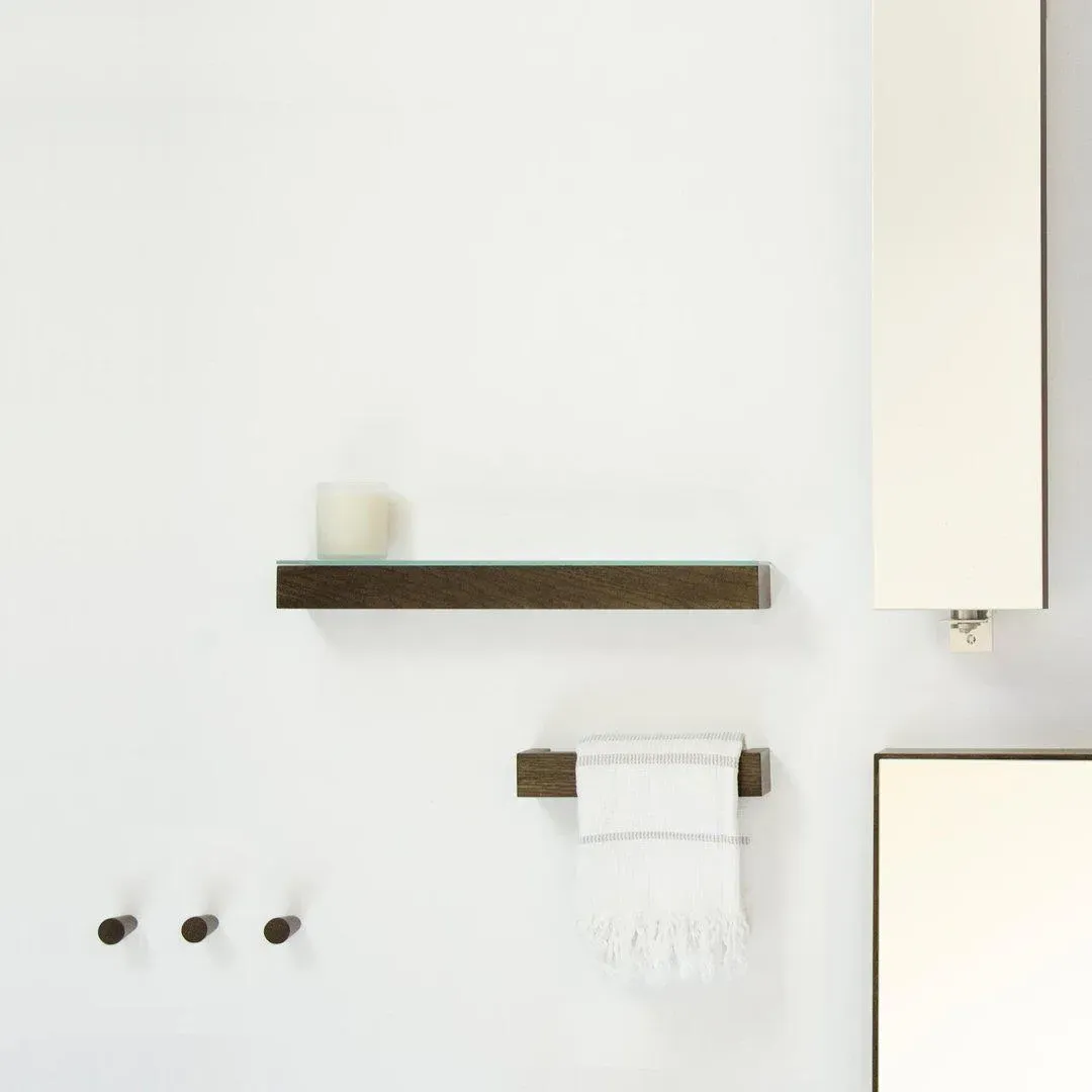 Slimline Glass Shelf - Dark Oak