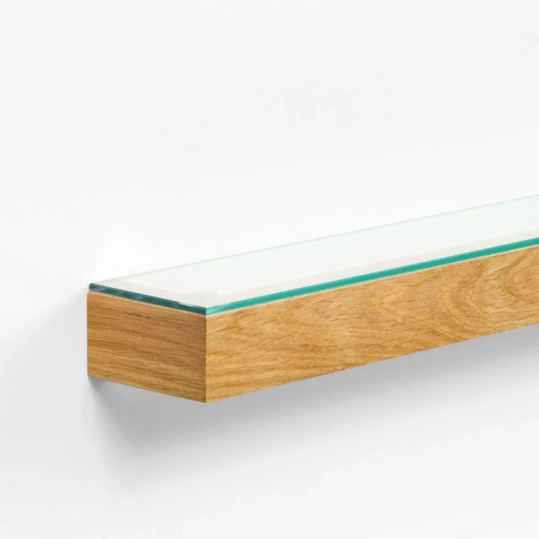Slimline Glass Shelf - Natural Oak