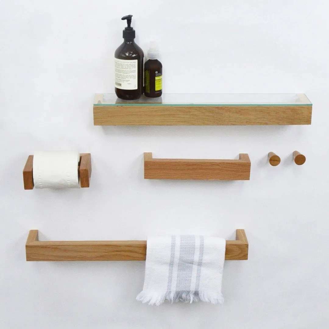 Slimline Glass Shelf - Natural Oak