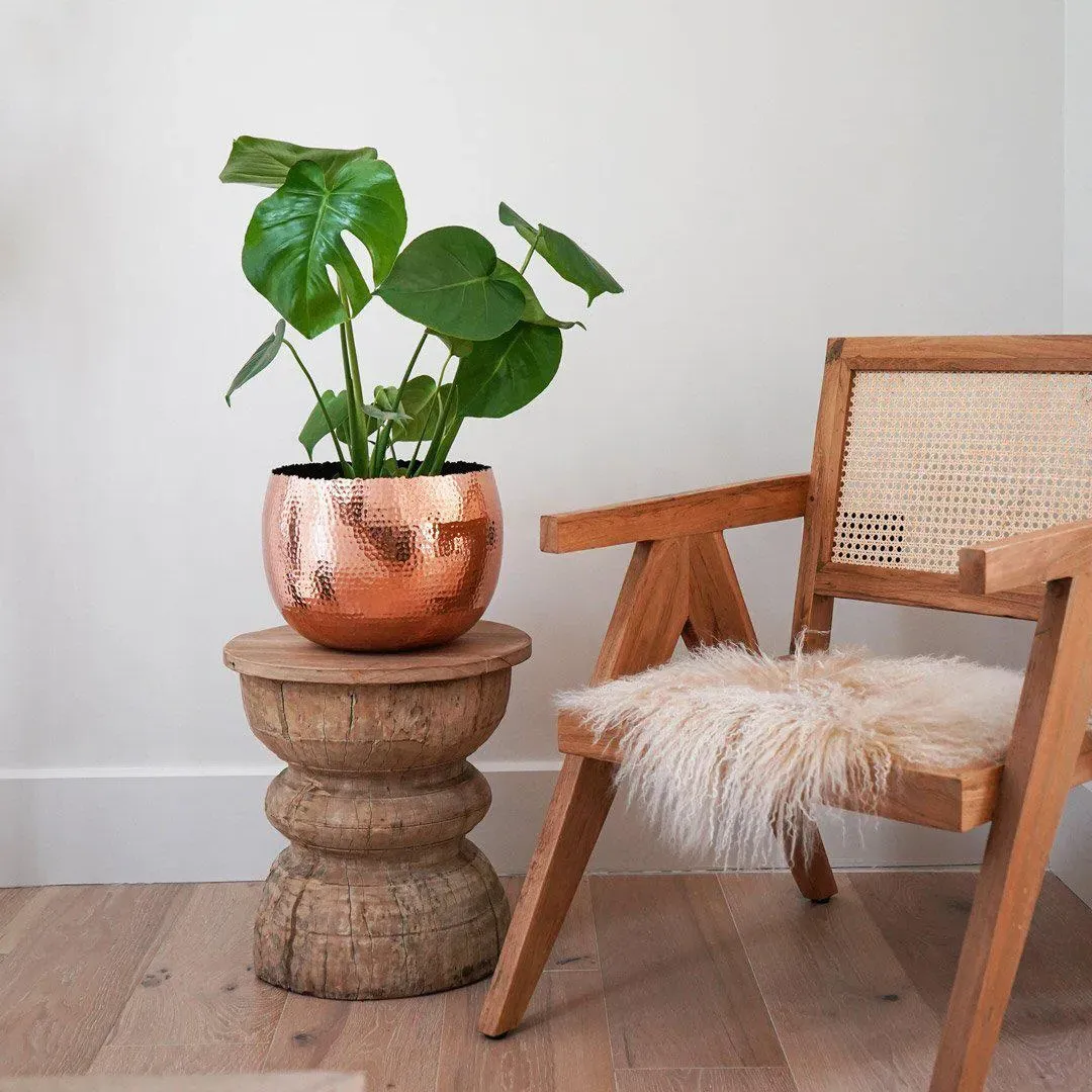 Small Bowl Planter - Copper, Hammered Metal image