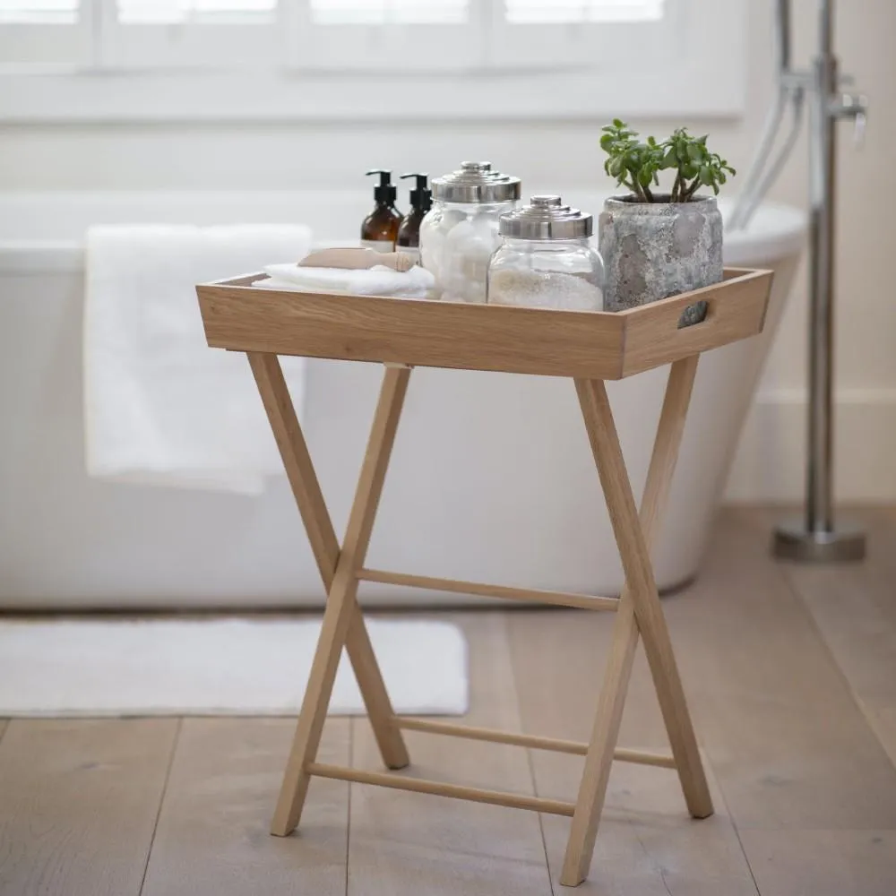 Small Butler's Tray Side Table - Oak Wood