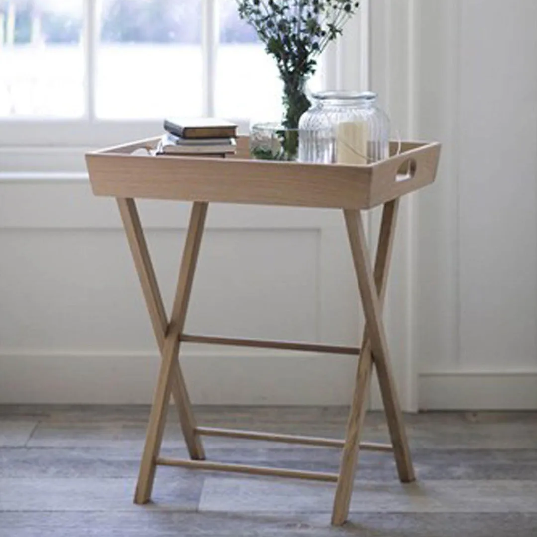 Small Butler's Tray Side Table - Oak Wood