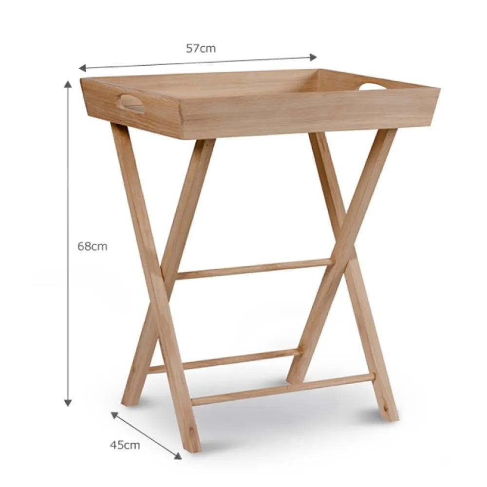 Small Butler's Tray Side Table - Oak Wood