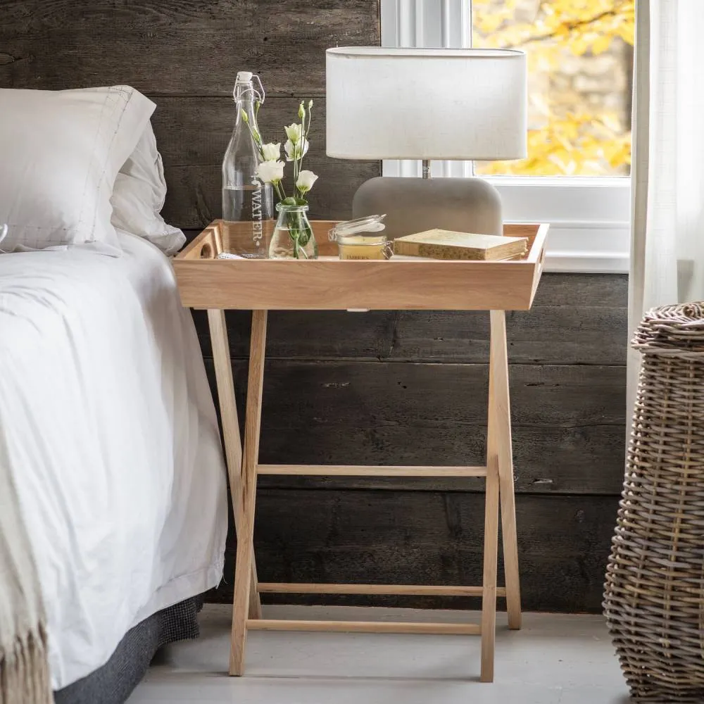 Small Butler's Tray Side Table - Oak Wood image