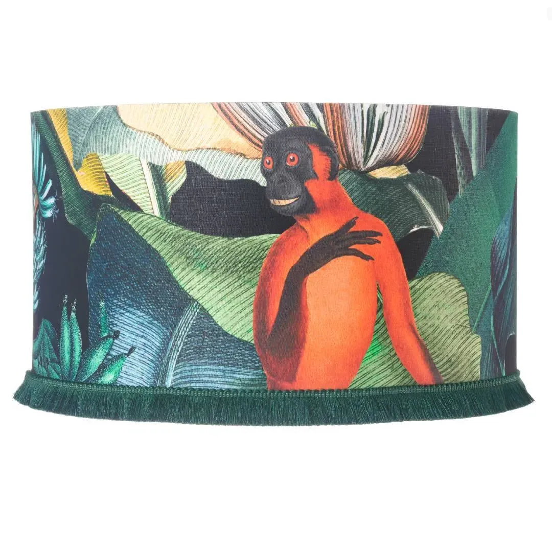 Small Drum Lampshade - Green, Fabric image