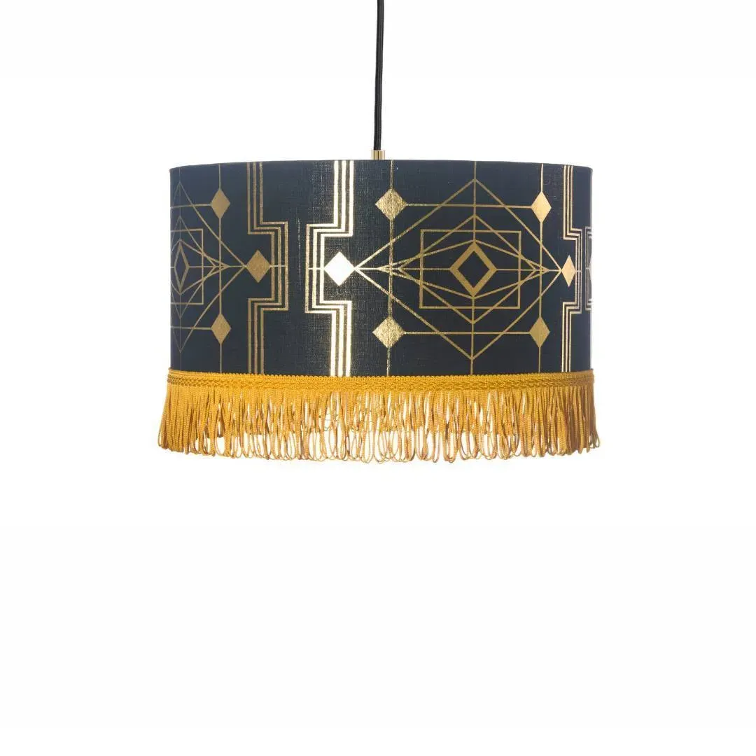 Small Drum Pendant Lamp - Gold, Linen image