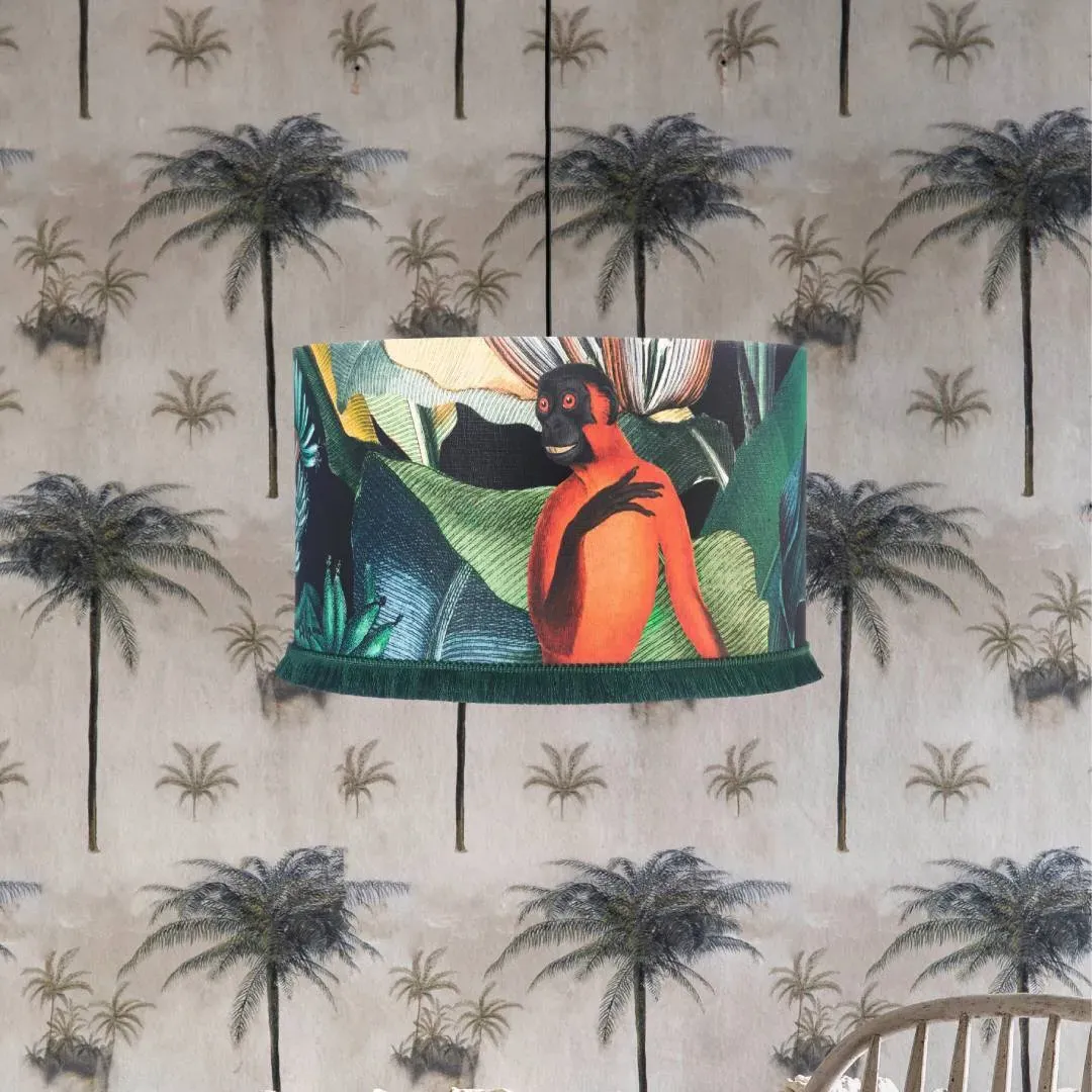 Small Drum Pendant Lamp - Green, Fabric image