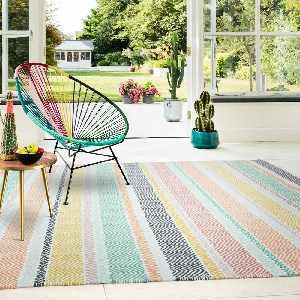 Small Patio Rug Striped - Pastel image