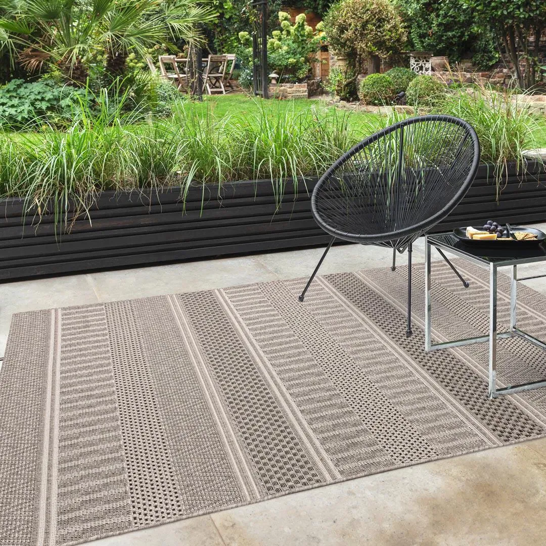 Small Striped Flat Weave Rug - Natural image