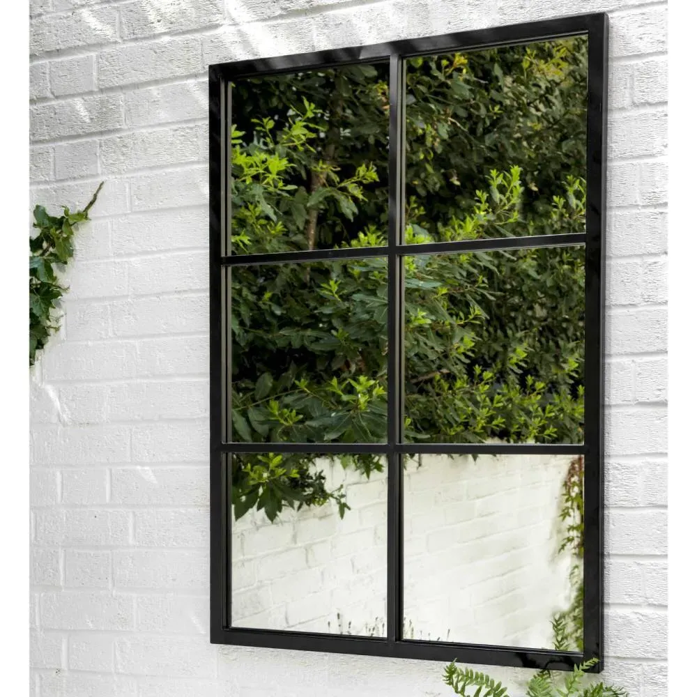 Small Window Pane Mirror - Black, Steel image