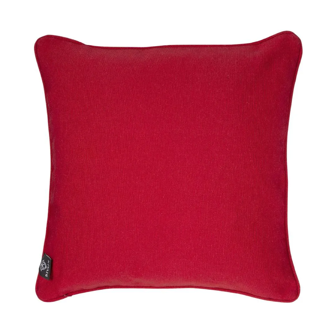 Square Cushion Chinese Knot Print - Red, Silk