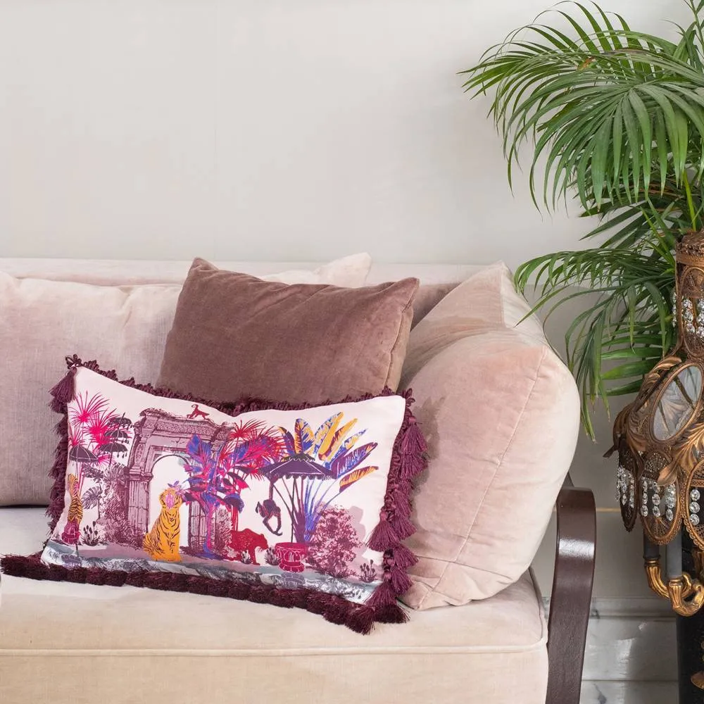 Square Cushion Colonial Print - Silk & Velvet