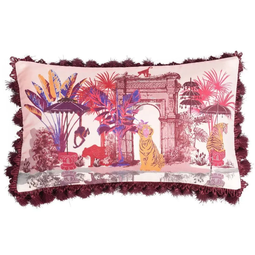 Square Cushion Colonial Print - Silk & Velvet