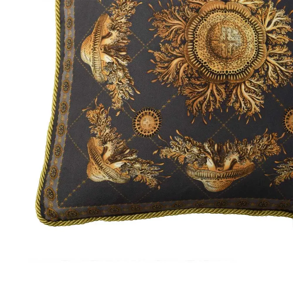 Square Cushion Sea Urchin Print - Grey, Silk