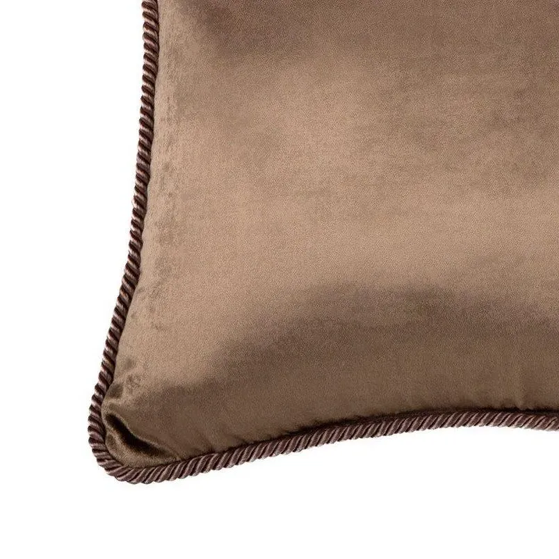 Square Cushion Solid Color - Fawn Brown, Velvet