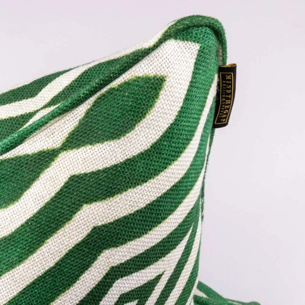 Square Cushion with Botanical Print - Green