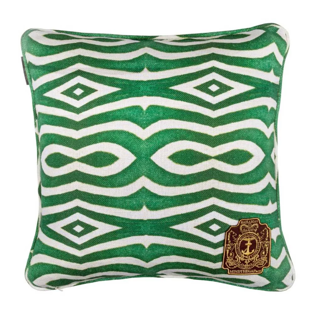 Square Cushion with Botanical Print - Green