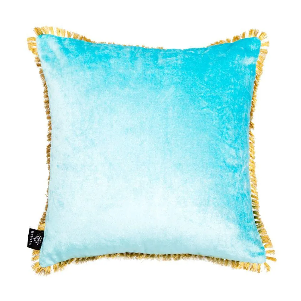 Square Cushion with Elephant Design - Blue, Silk