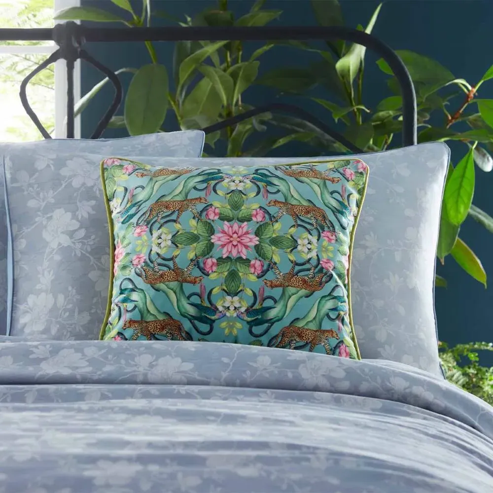 Square Cushion with Feather Fill - Aqua, Velvet