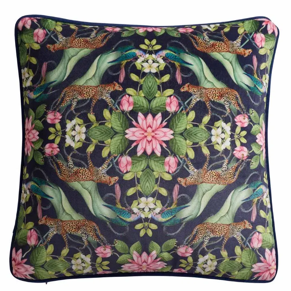Square Cushion with Feather Fill - Midnight, Velvet