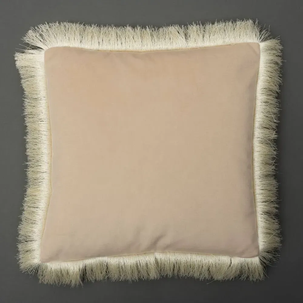 Square Cushion with Fringe - Blue, Silk Twill
