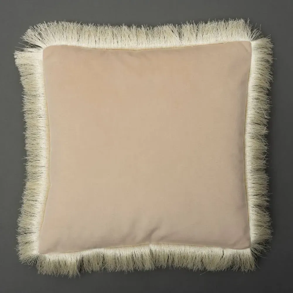 Square Cushion with Fringe - Blue, Silk Twill