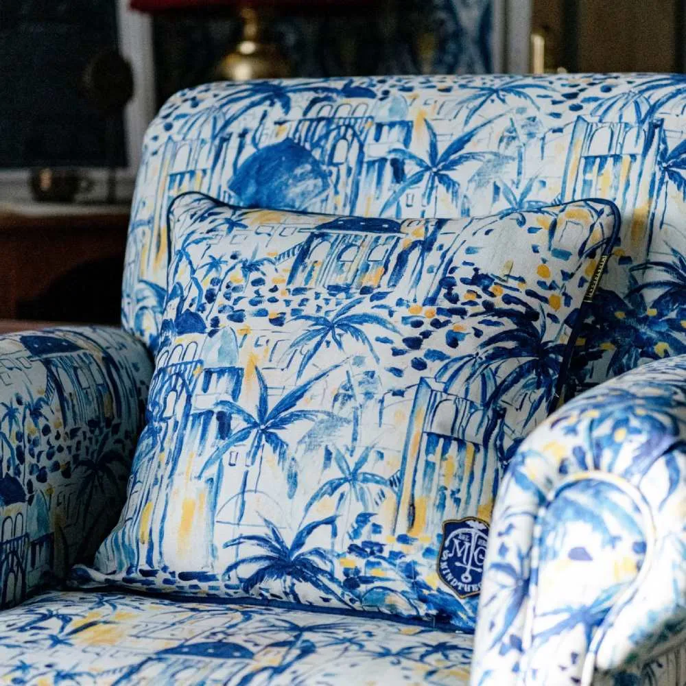 Square Cushion with Palm Print - Cotton