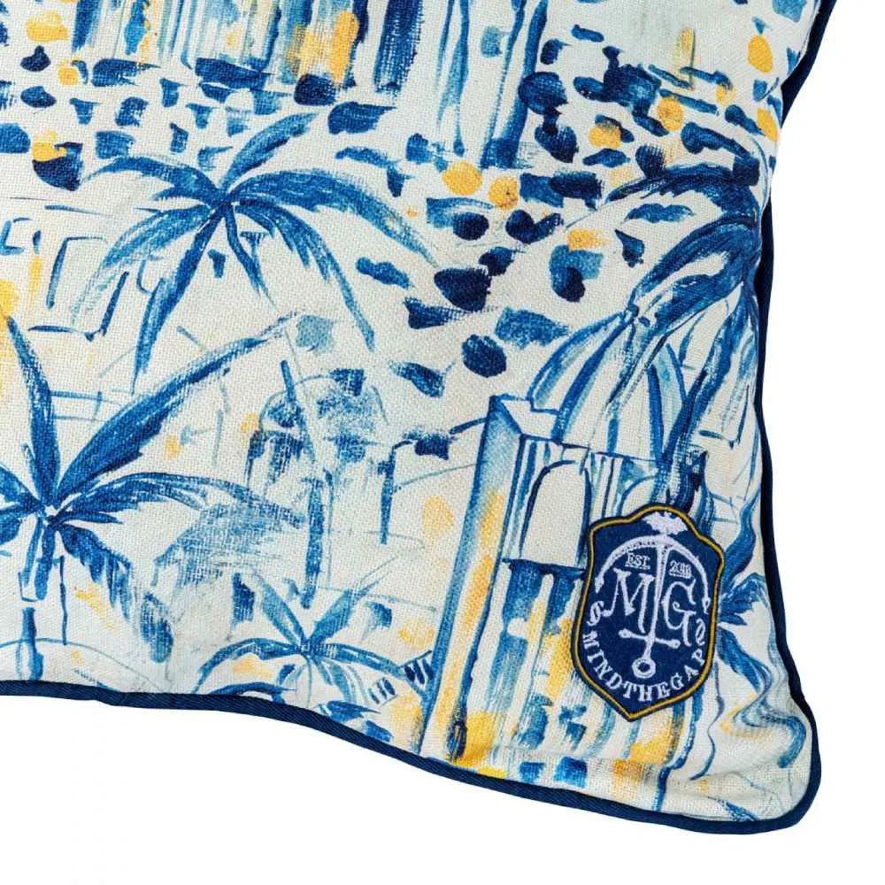 Square Cushion with Palm Print - Cotton
