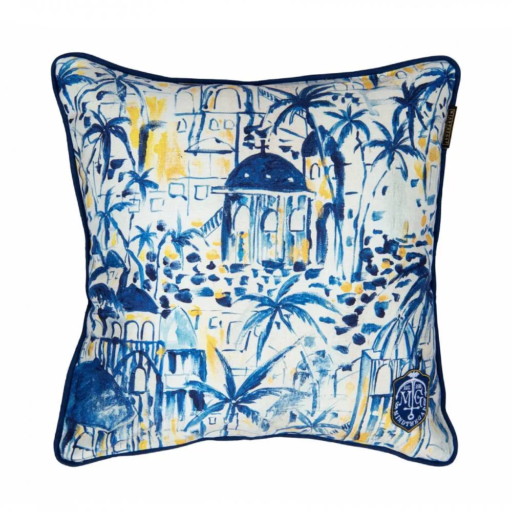 Square Cushion with Palm Print - Cotton image