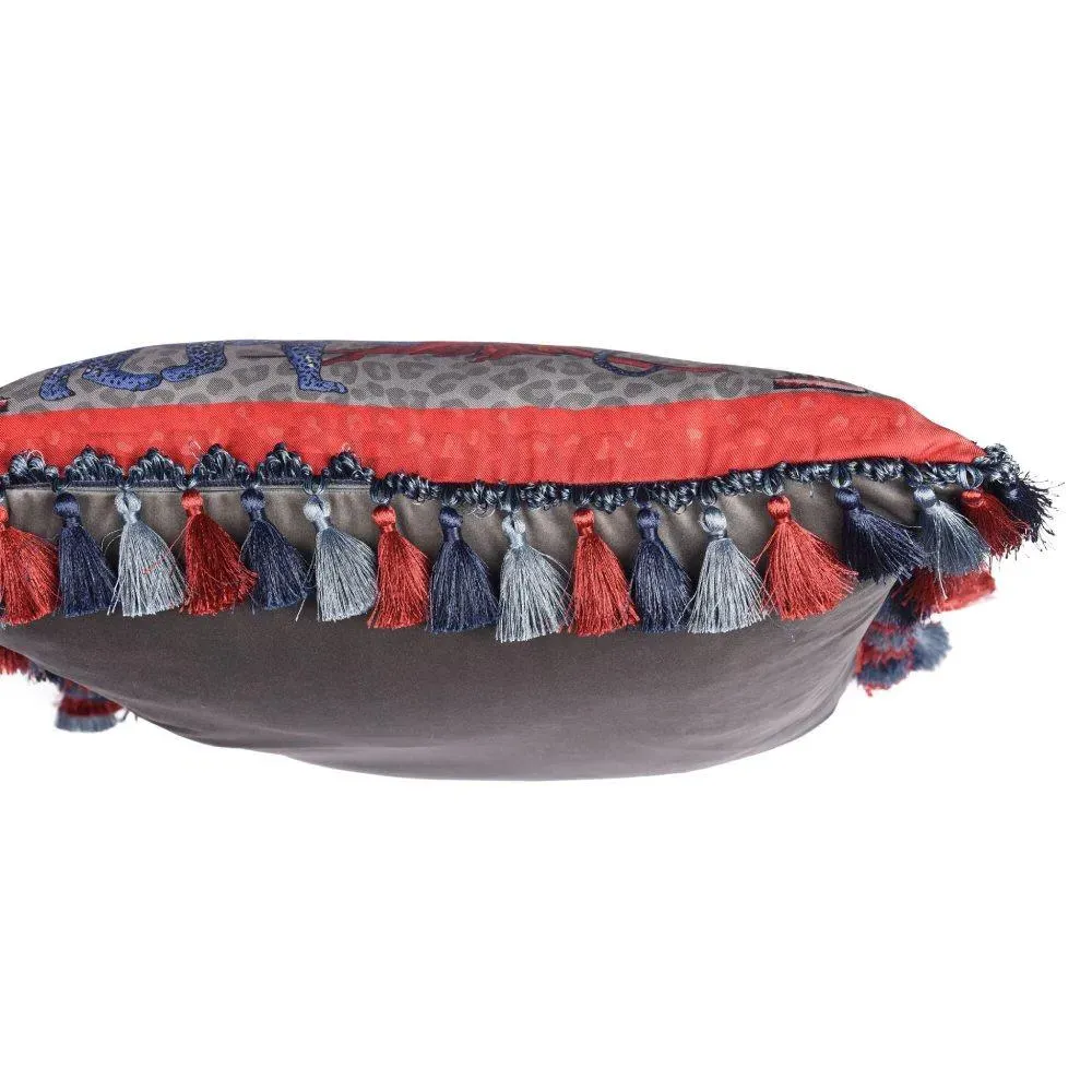 Square Cushion with Pine Tree Print - Silk Twill