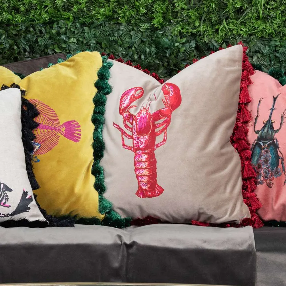 Square Cushion with Tassels - Fawn, Velvet
