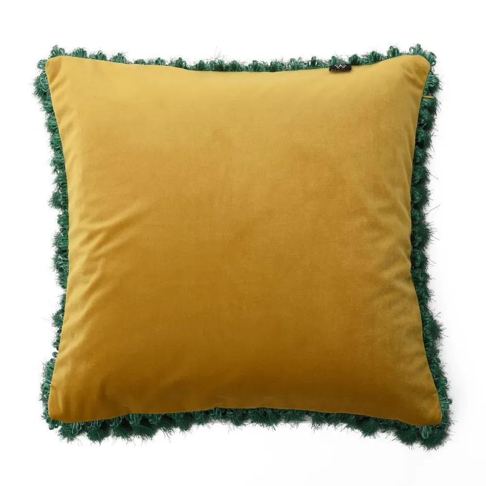 Square Cushion with Tassels - Yellow, Velvet