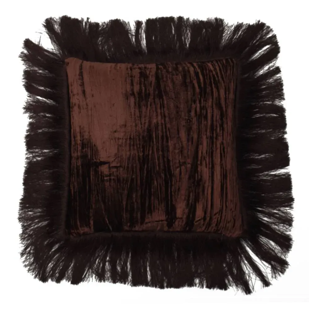Square Fringed Cushion - Aqua, Silk Twill