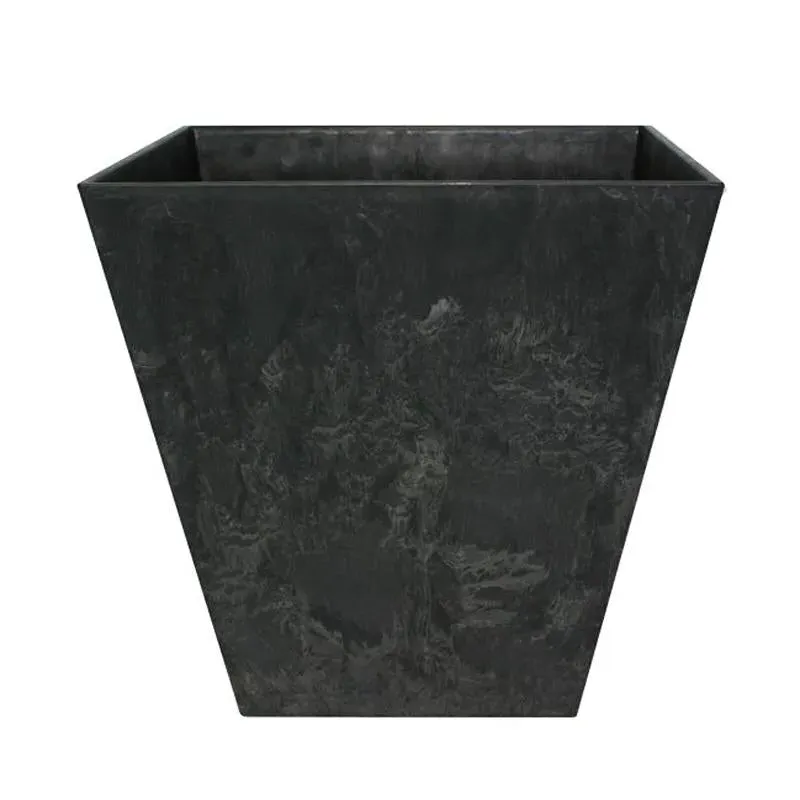 Square Plant Pot 30cm - Black, Artstone