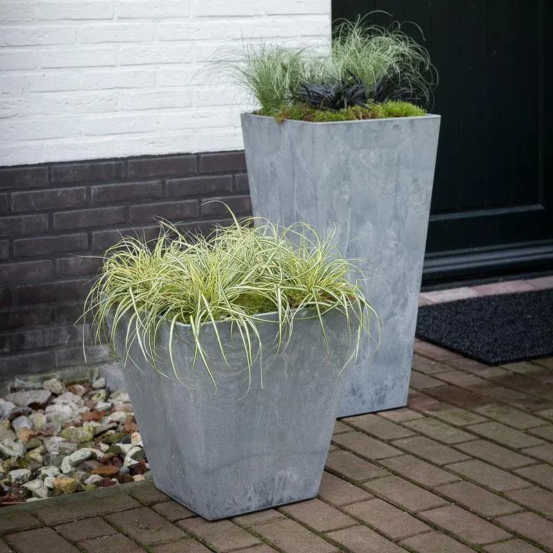 Square Plant Pot - Grey, Artstone