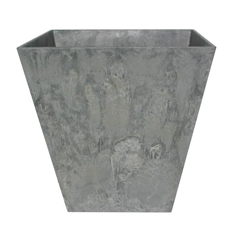 Square Plant Pot - Grey, Stone Composite