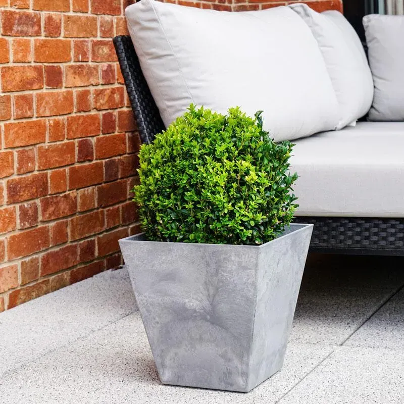 Square Plant Pot - Grey, Stone Composite